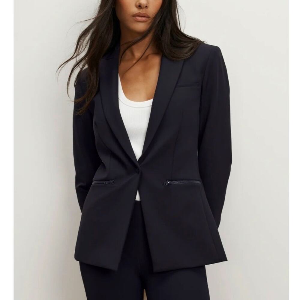 NWT Veronica Beard 18 Iconic Scuba $645 Dickey Blazer Bi Stetch Jacket Navy Blue